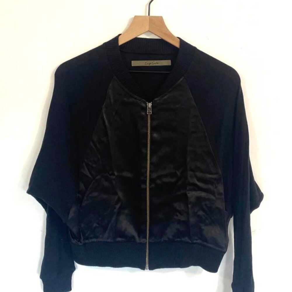 Enza Costa Satin & Cashmere Baseball Jacket – Black (Size 1)